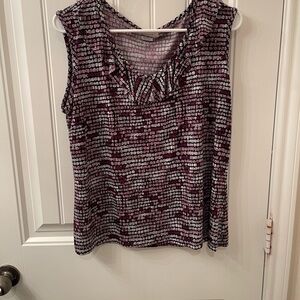 Van Heusen Purple and Gray Patterned Sleeveless Blouse